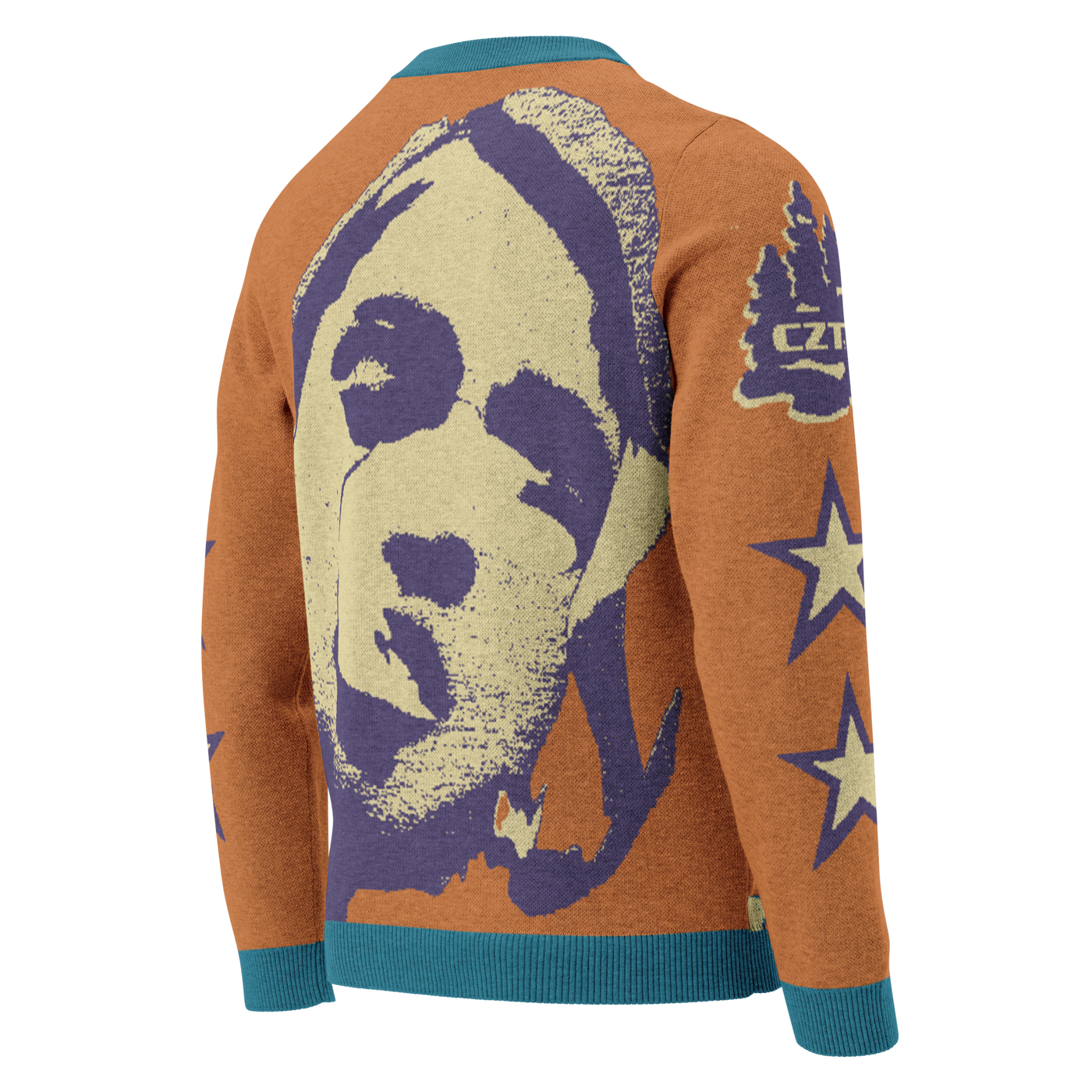CZT FEMME Star Knitted Crew Neck Sweater