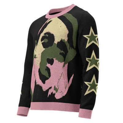 CZT FEMME Star Knitted Crew Neck Sweater