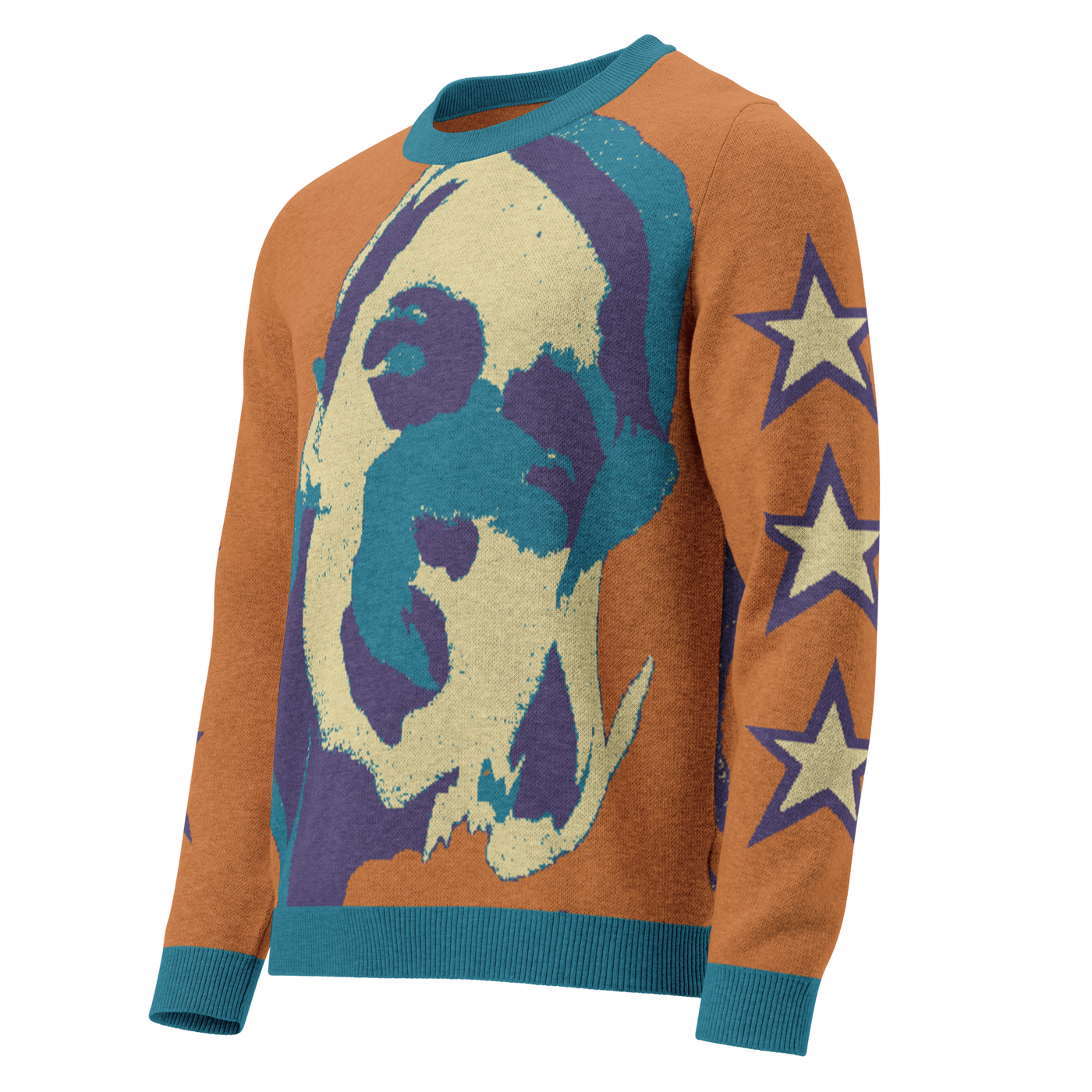 CZT FEMME Star Knitted Crew Neck Sweater