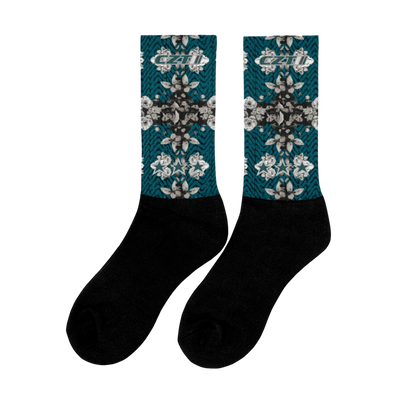 CZT FLORAL Herringbone Black Bottom Sublimation Socks