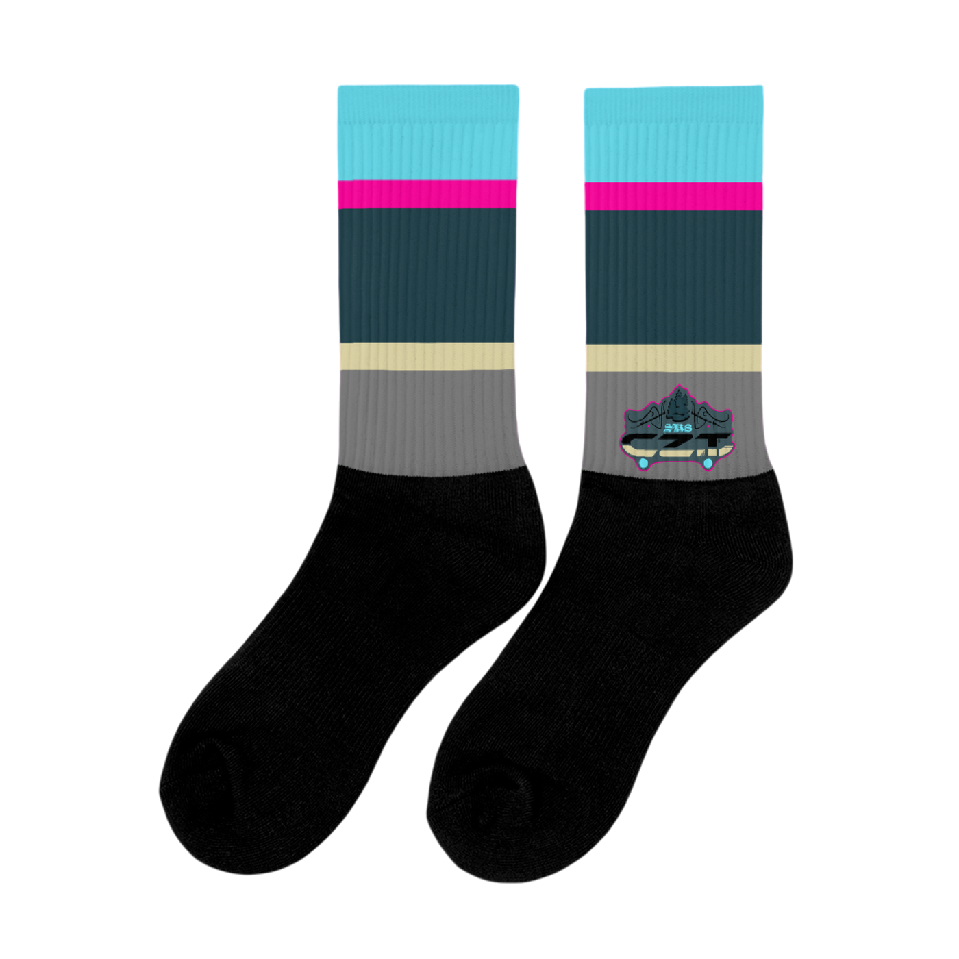 CZT SK8 Summer Hockey Cushioned Black Bottom Socks