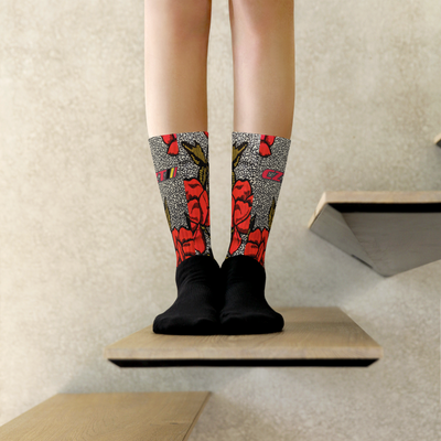 CZT ROSES Cushioned Black Bottom Sublimation Socks