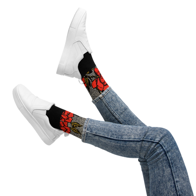 CZT ROSES Cushioned Black Bottom Sublimation Socks