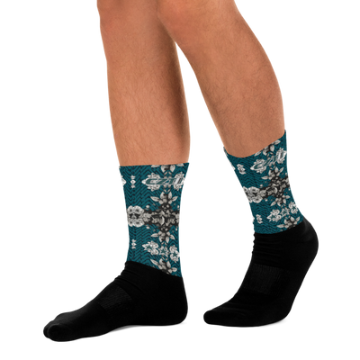 CZT FLORAL Herringbone Black Bottom Sublimation Socks