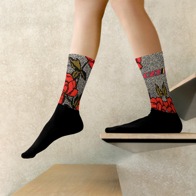 CZT ROSES Cushioned Black Bottom Sublimation Socks