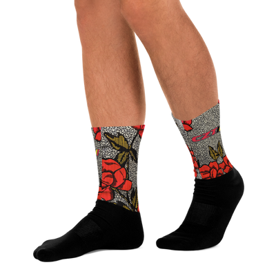 CZT ROSES Cushioned Black Bottom Sublimation Socks