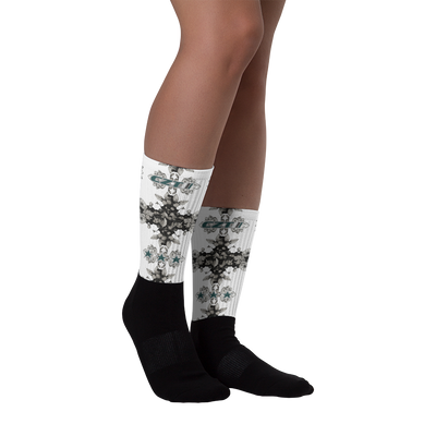 CZT FLORAL Herringbone Black Bottom Sublimation Socks