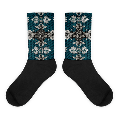 CZT FLORAL Herringbone Black Bottom Sublimation Socks