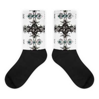 CZT FLORAL Herringbone Black Bottom Sublimation Socks