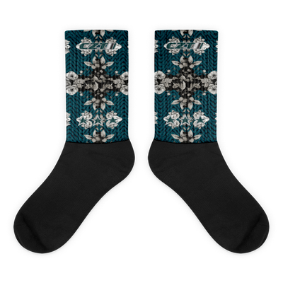 CZT FLORAL Herringbone Black Bottom Sublimation Socks