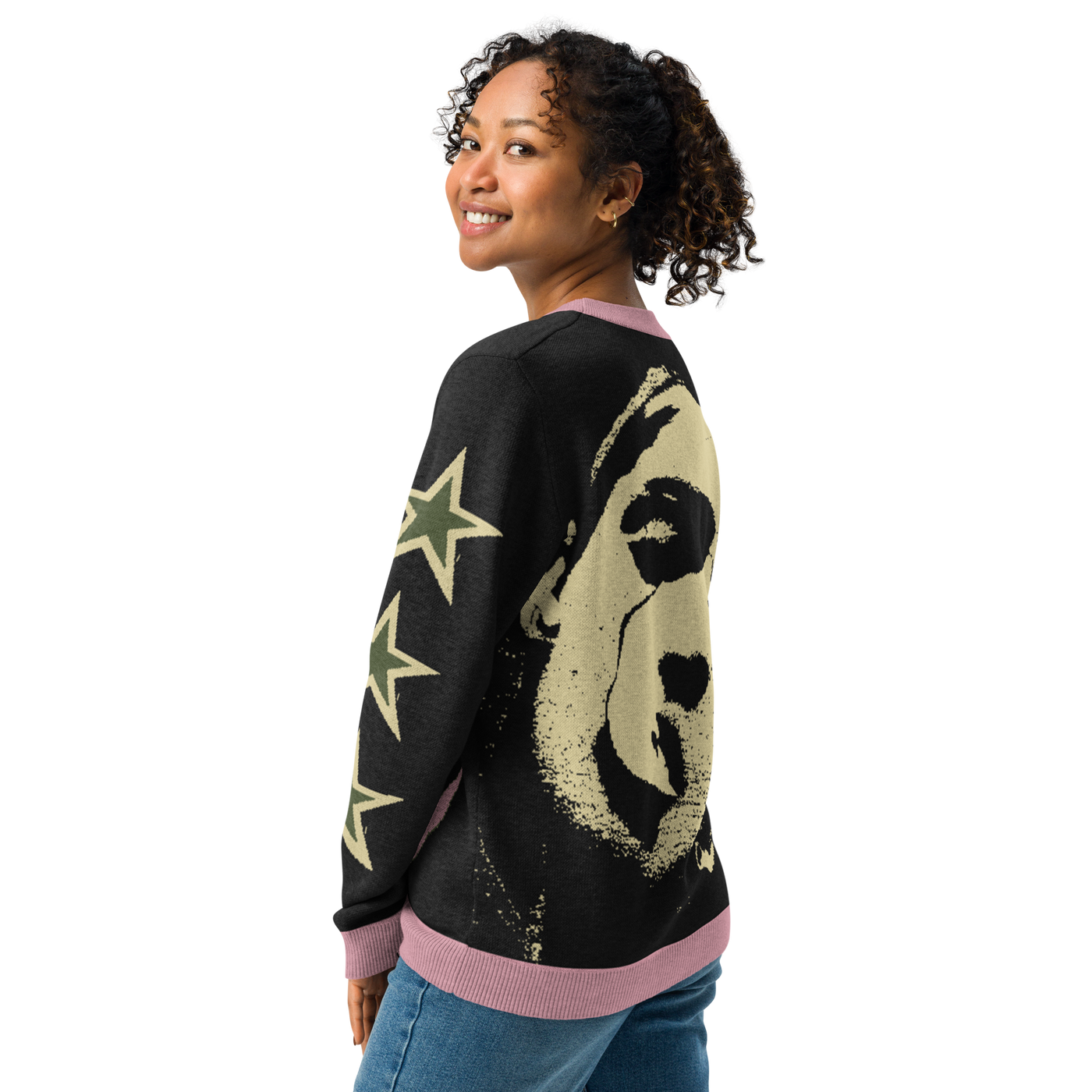 CZT FEMME Star Knitted Crew Neck Sweater