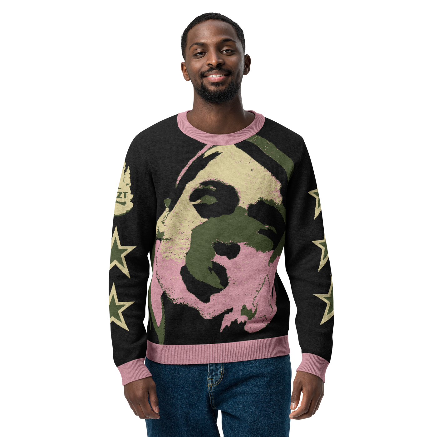 CZT FEMME Star Knitted Crew Neck Sweater