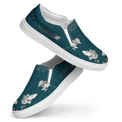 CZT FLORAL Herringbone Classic Casual Comfortable Canvas Slip-ons