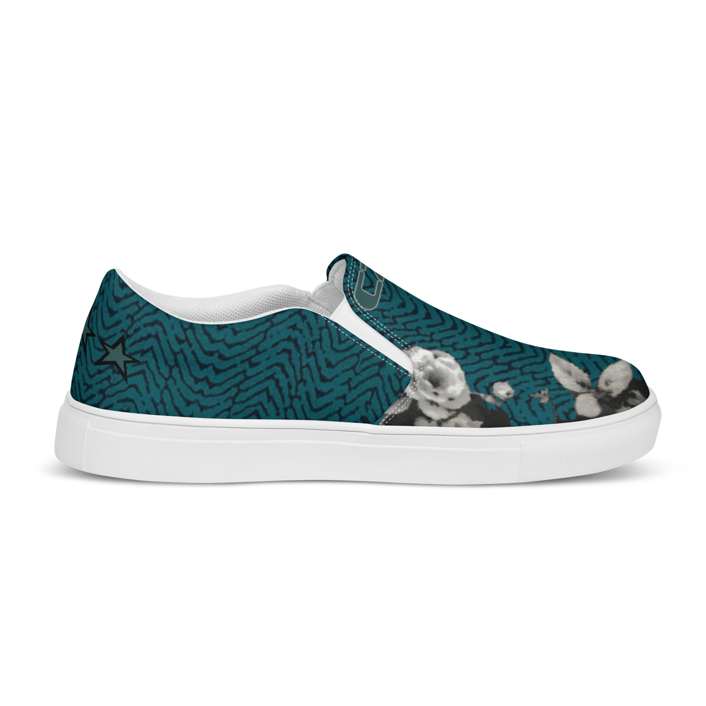 CZT FLORAL Herringbone Classic Casual Comfortable Canvas Slip-ons