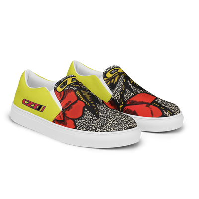 CZT SK8 ROSES Classic Casual Comfortable Canvas Slip-Ons