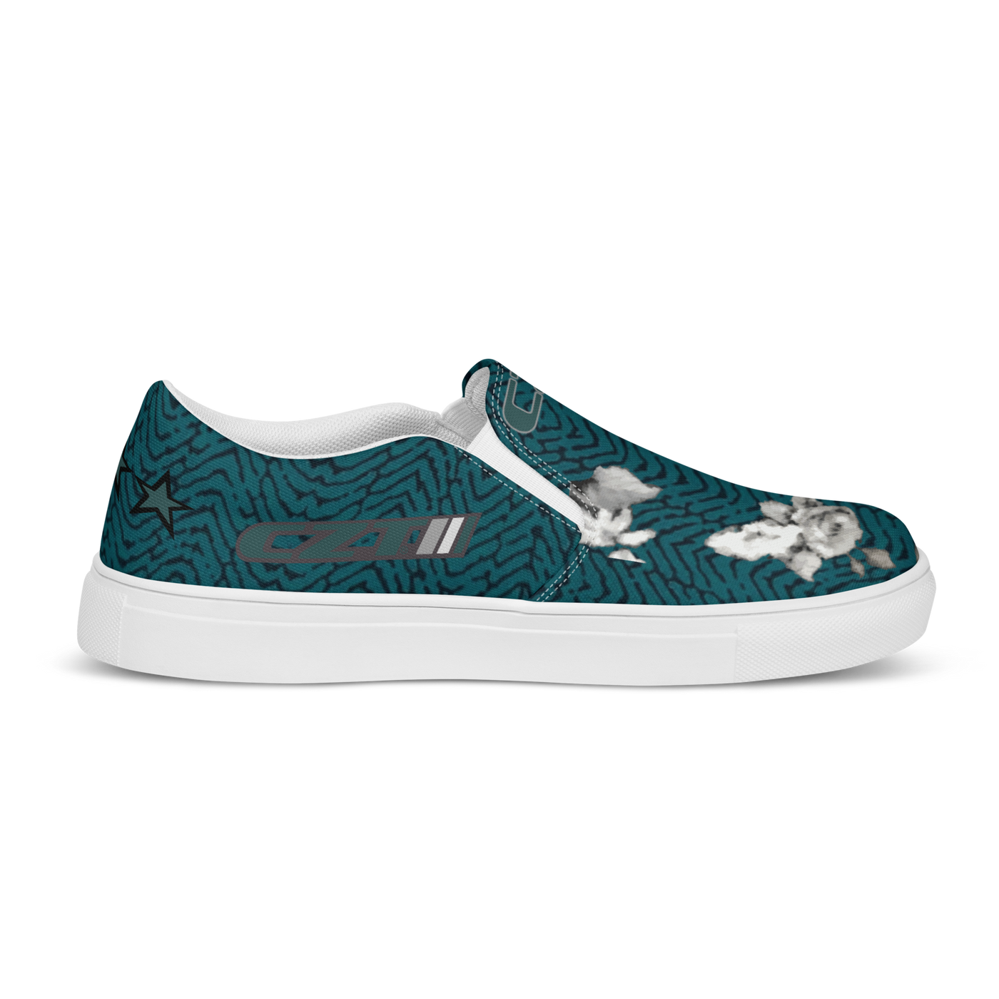 CZT FLORAL Herringbone Classic Casual Comfortable Canvas Slip-ons