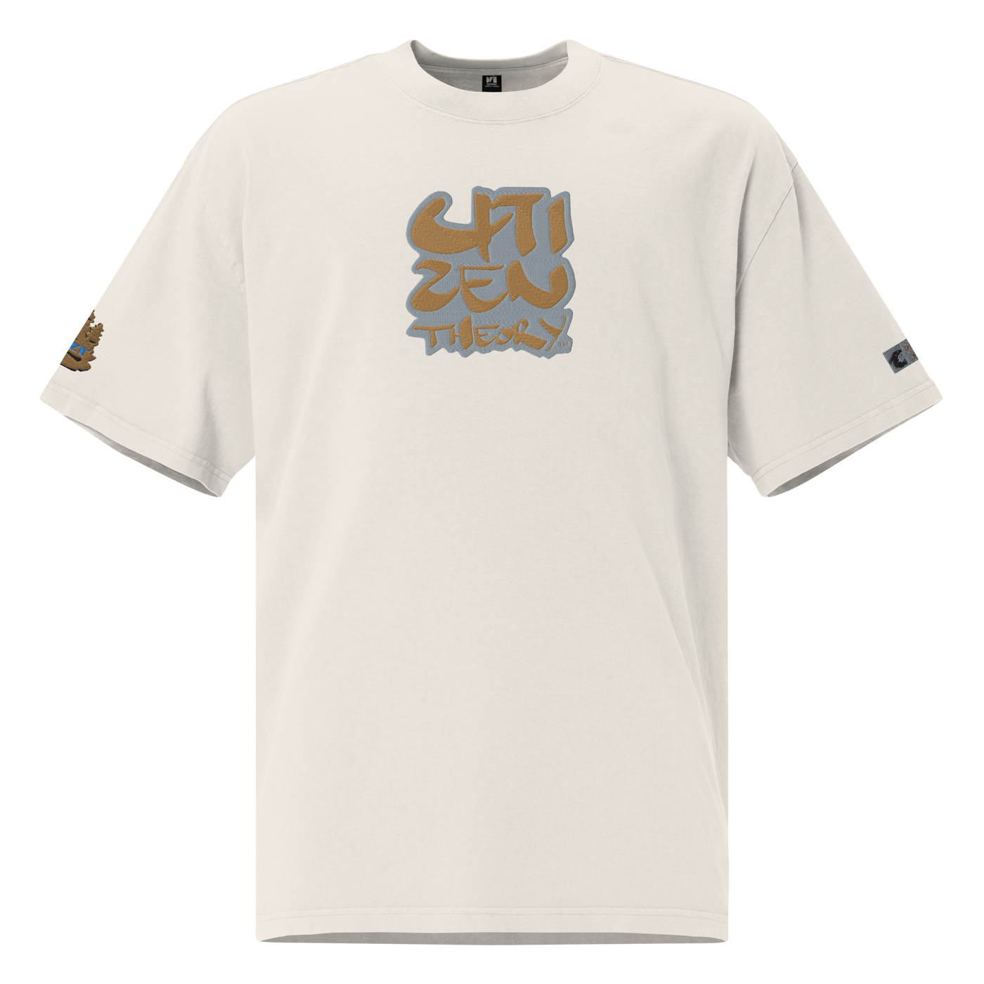 CZT Stacked-Script Embroidered Oversized S/S Faded Tee (Unisex)