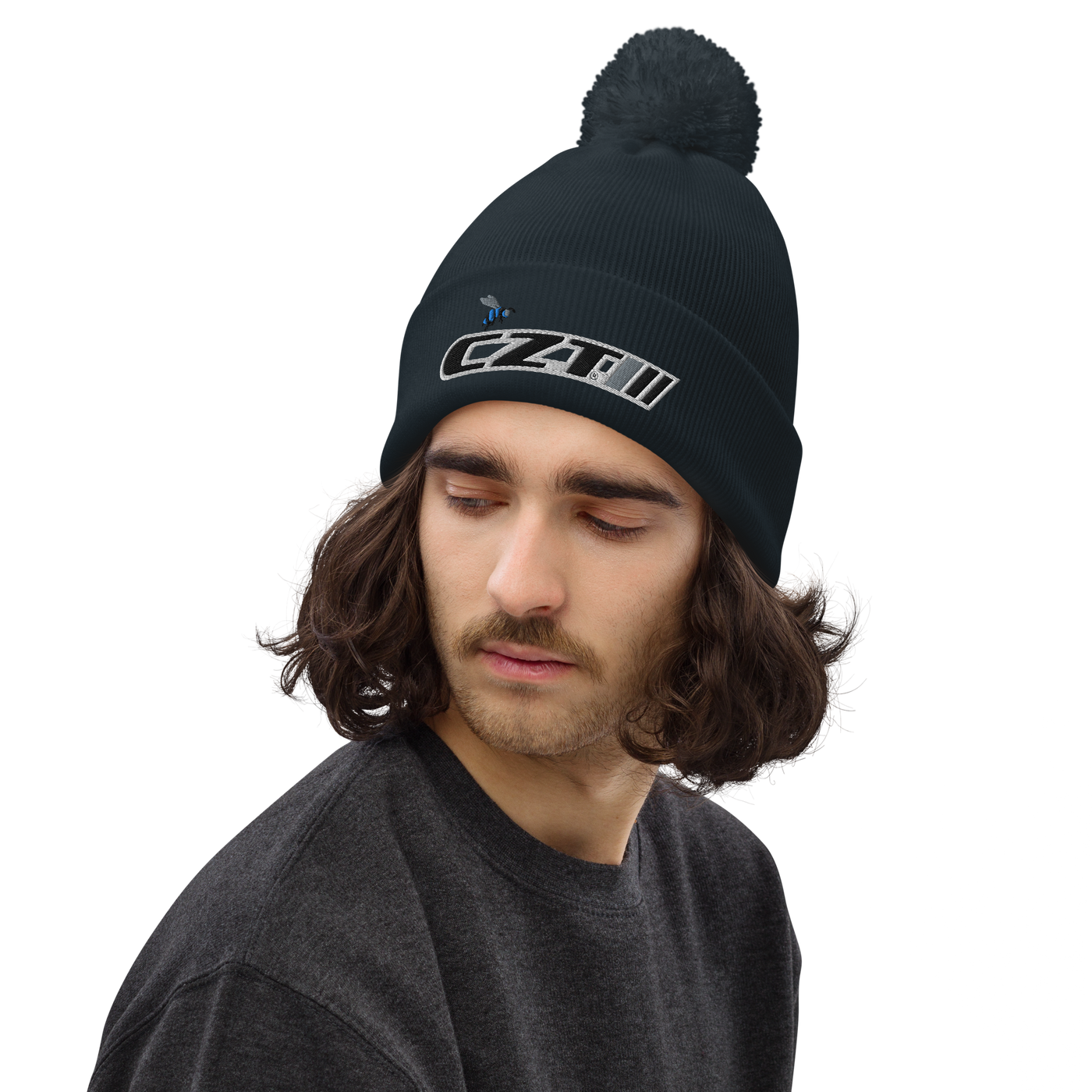 CZT BEE & Banner Logo Earthtone Pom Cuffed Beanie