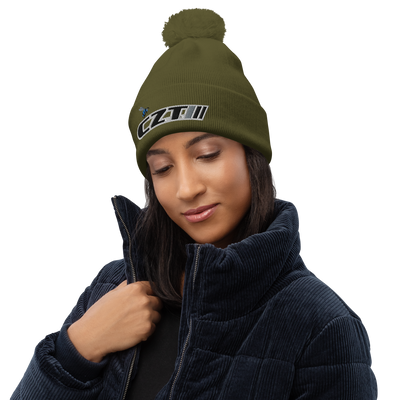 CZT BEE & Banner Logo Earthtone Pom Cuffed Beanie