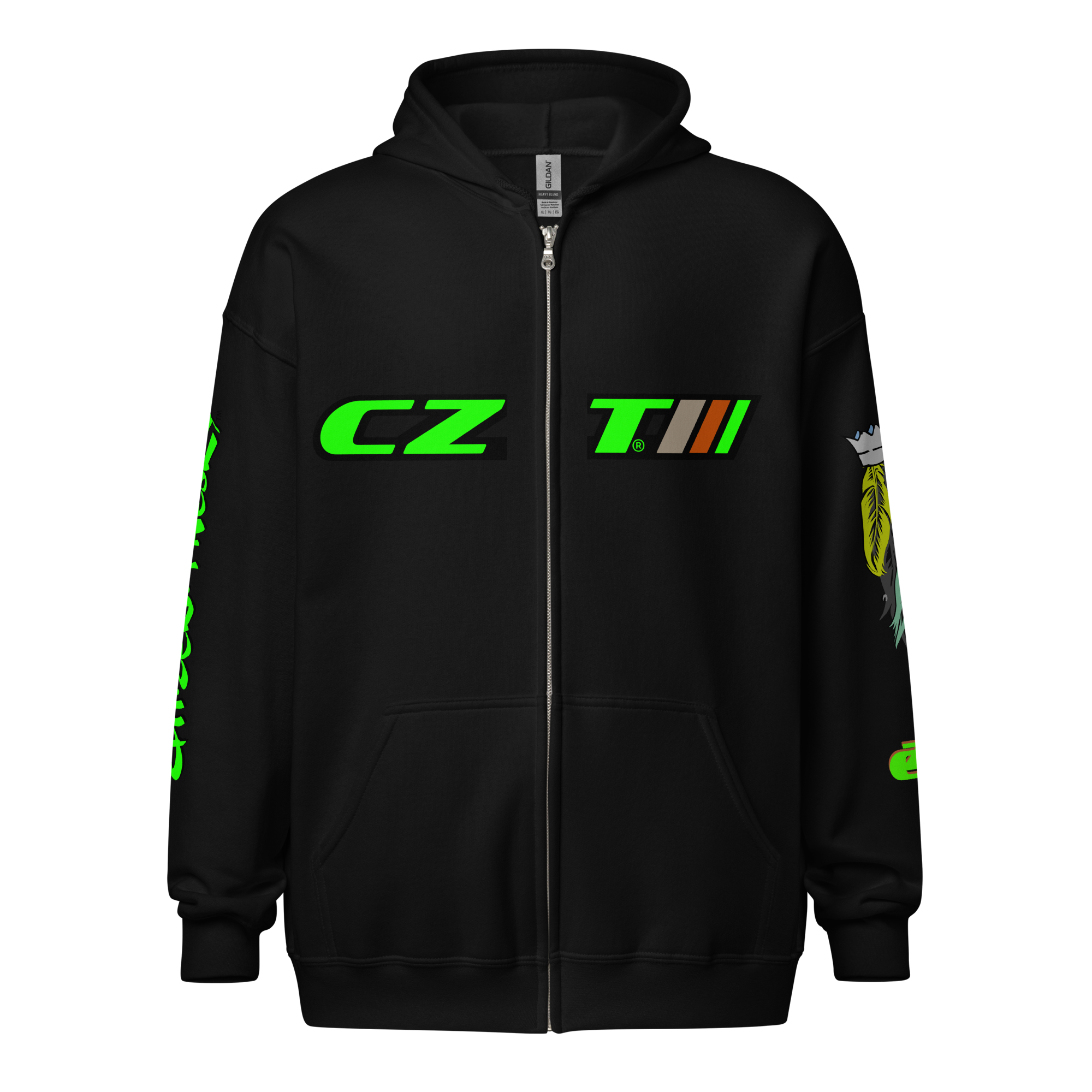 CZT Neon Triple Stack Heavy Blend Zip-Up Feather Hoodie - Stylish ...