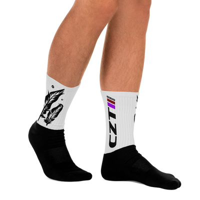 CZT Banner Logo n Feather Black-Bottom Socks