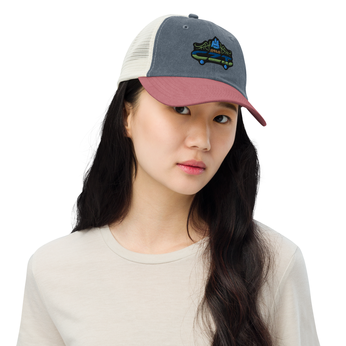 CZT SK8 Embroidered Vintage-Style Mesh Snapback Cap
