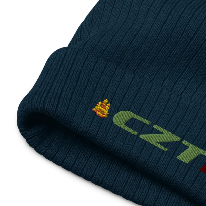 CZT Banner Logo Embroidered Ribbed Beanie (Recycled)